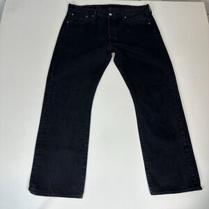 Vintage Levis 501 Jeans Black‎ Button Fly Mens 38x30 Straight Fit Denim